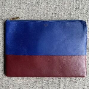 Celine Two-tone leather clutch pouch.